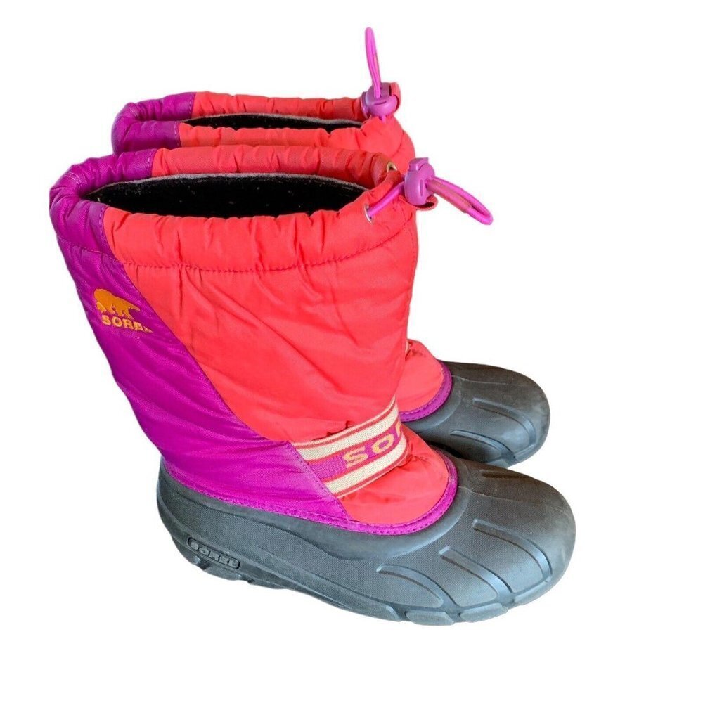 Snow Boots Sorel Youth Cub Afterglow/Bright Plum Waterproof Insulated Winter 6‍